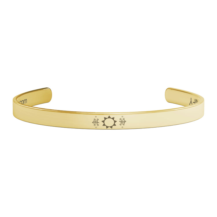 Baha'i Cuff Bracelet, Baha'i jewelry, 9-pointed star, Ringstone symbol, made in USA, gold, rose gold, silver, hypoallergenic, nickel-free, stainless steel, 18K plating.