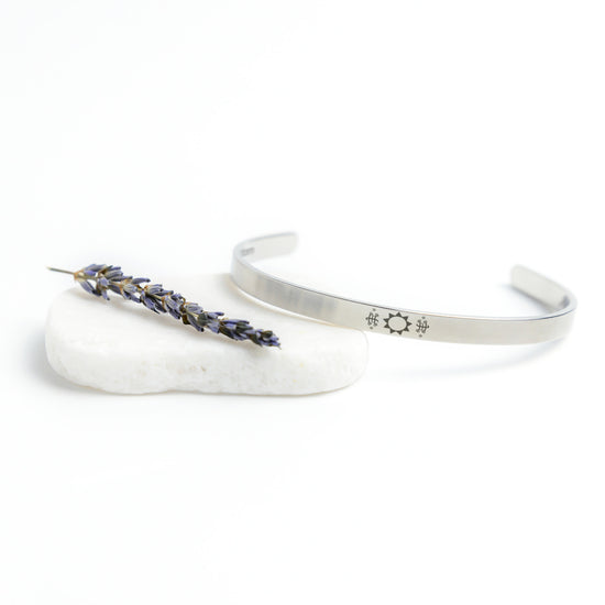 Bahai symbol jewelery, Baha'i 9-pointed star & Ringstone symbol Cuff Bracelet
