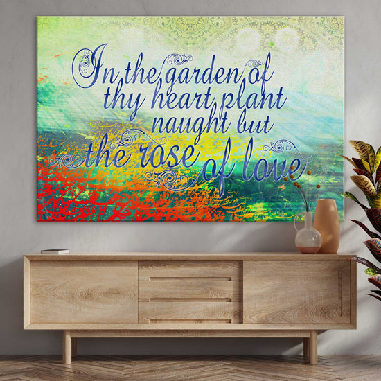 The Rose of Love - Hidden Words - Add a touch of style to your home with this beautiful Baha'i calligraphy canvas wall art. It makes a great addition to any room and will be sure to impress! Baha'i Art, Baha'i Digital Art, Baha'i Calligraphy, Baha'i Artwork, Baha'i Wall Art, Baha'i Calligraphy Wall Art, Modern Baha'i Wall Art, baha'i Prayers, Baha'i Temple, Baha'i Quotes, Baha'i Writings